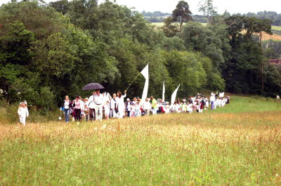 rain white procession
